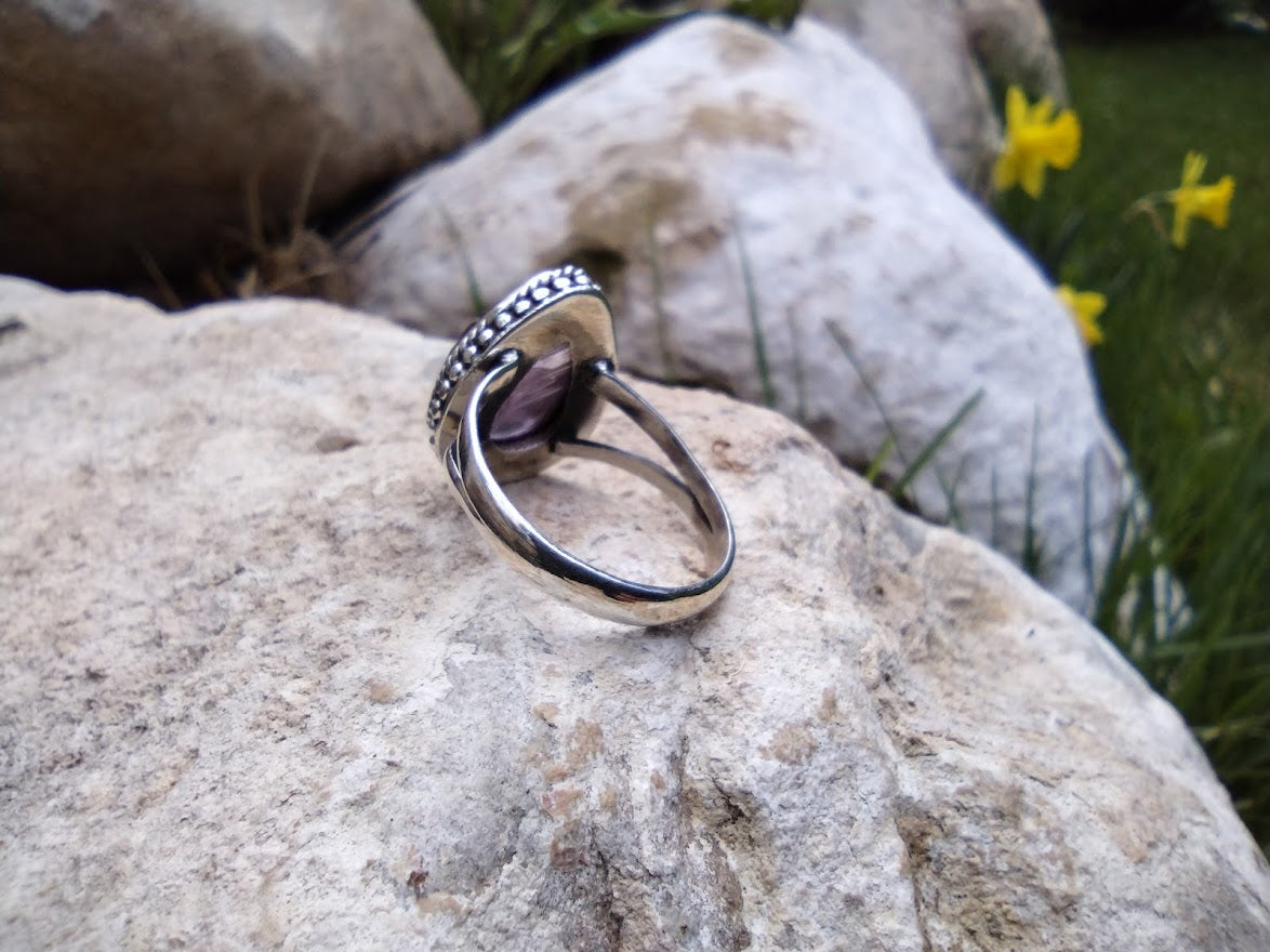 Carved Amethyst Ring | Size 8