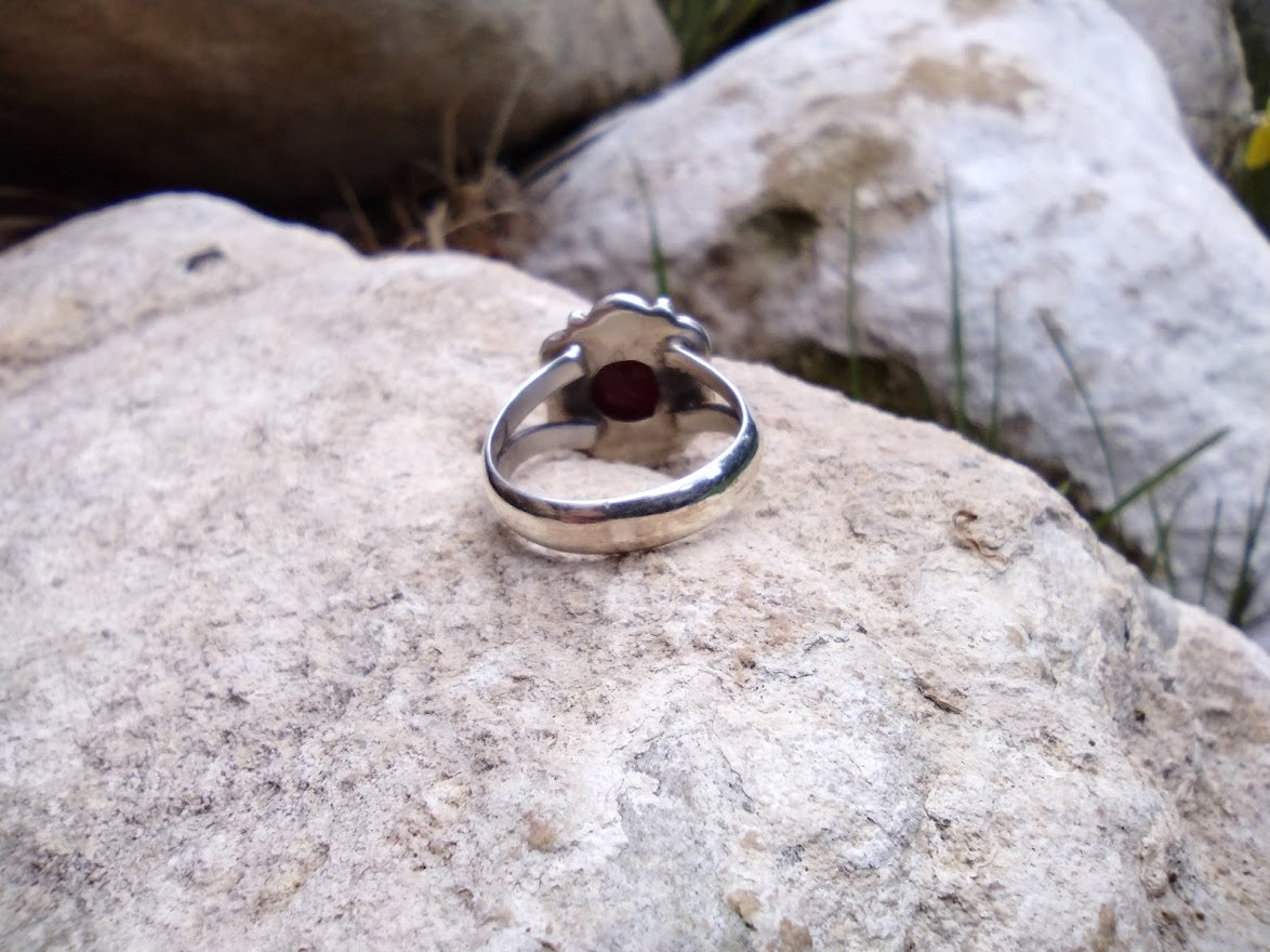 Sterling Silver Raw Ruby Ring Size 7.5