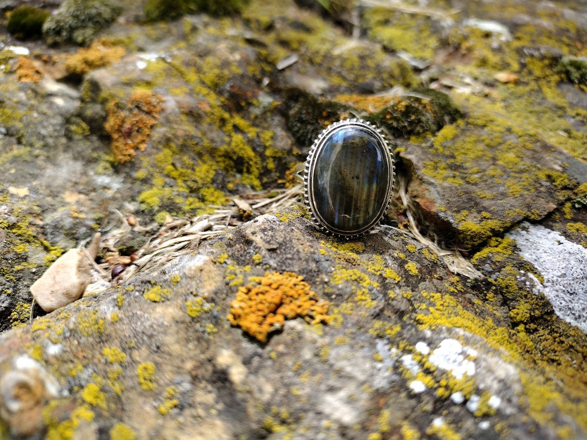 Sterling Silver Rainbow Labradorite Ring Size 7
