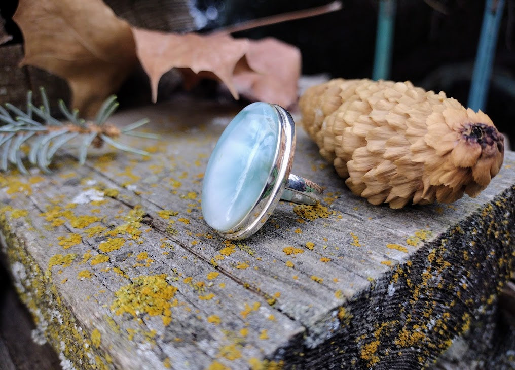 Sterling Silver Larimar Ring Size 7.5