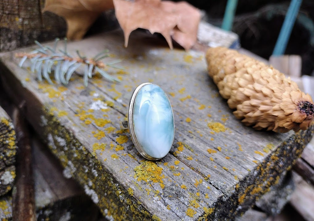 Sterling Silver Larimar Ring Size 7.5