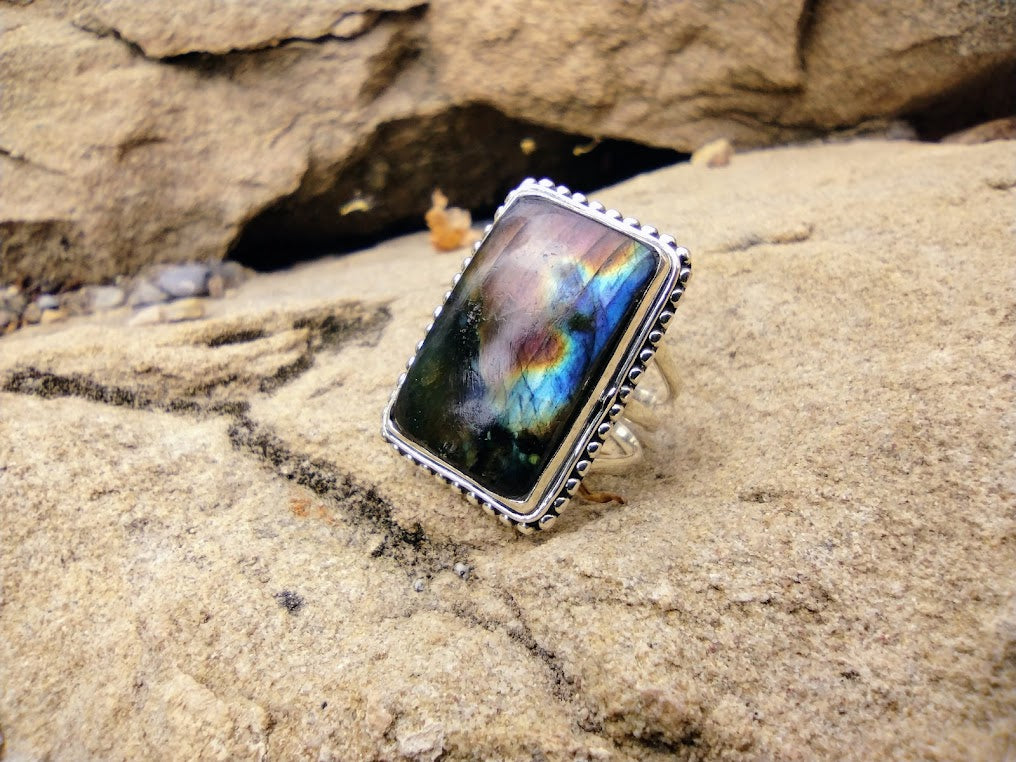 Sterling Silver Labradorite Ring Size 7.5