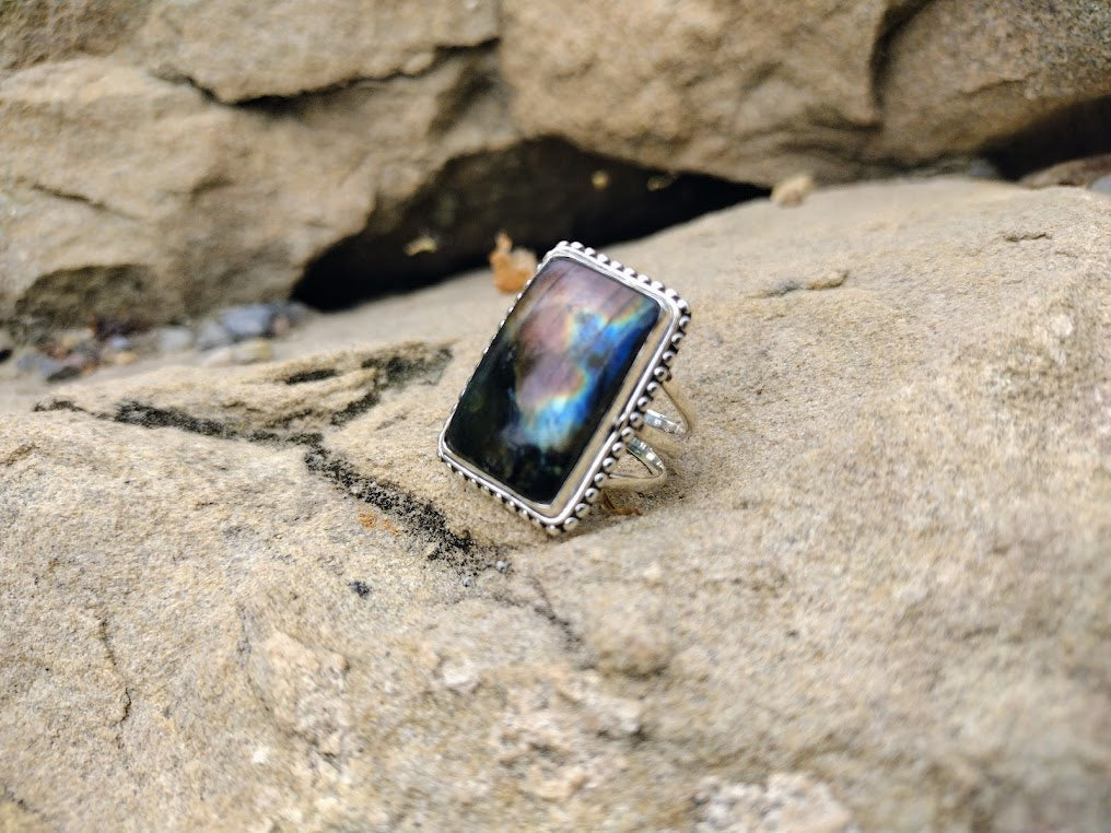 Sterling Silver Labradorite Ring Size 7.5