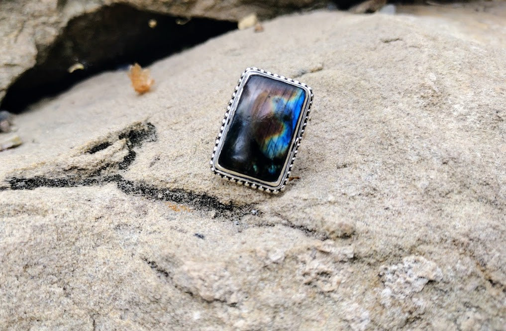 Sterling Silver Labradorite Ring Size 7.5