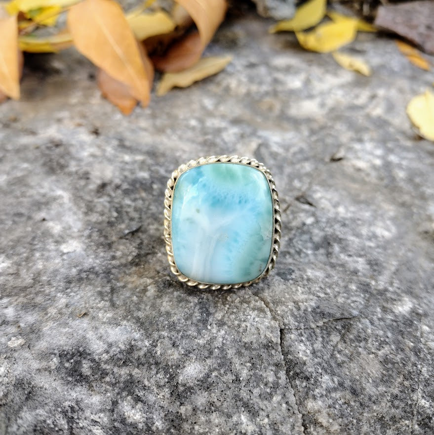 Sterling Silver Larimar Ring Size 7.5