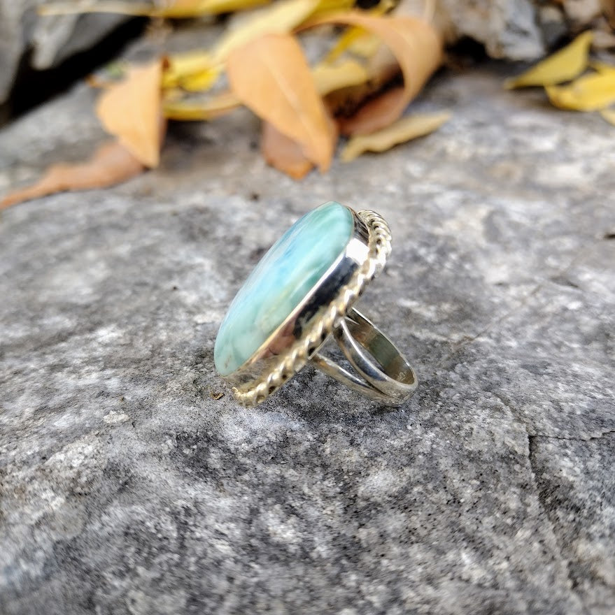 Sterling Silver Larimar Ring Size 7.5