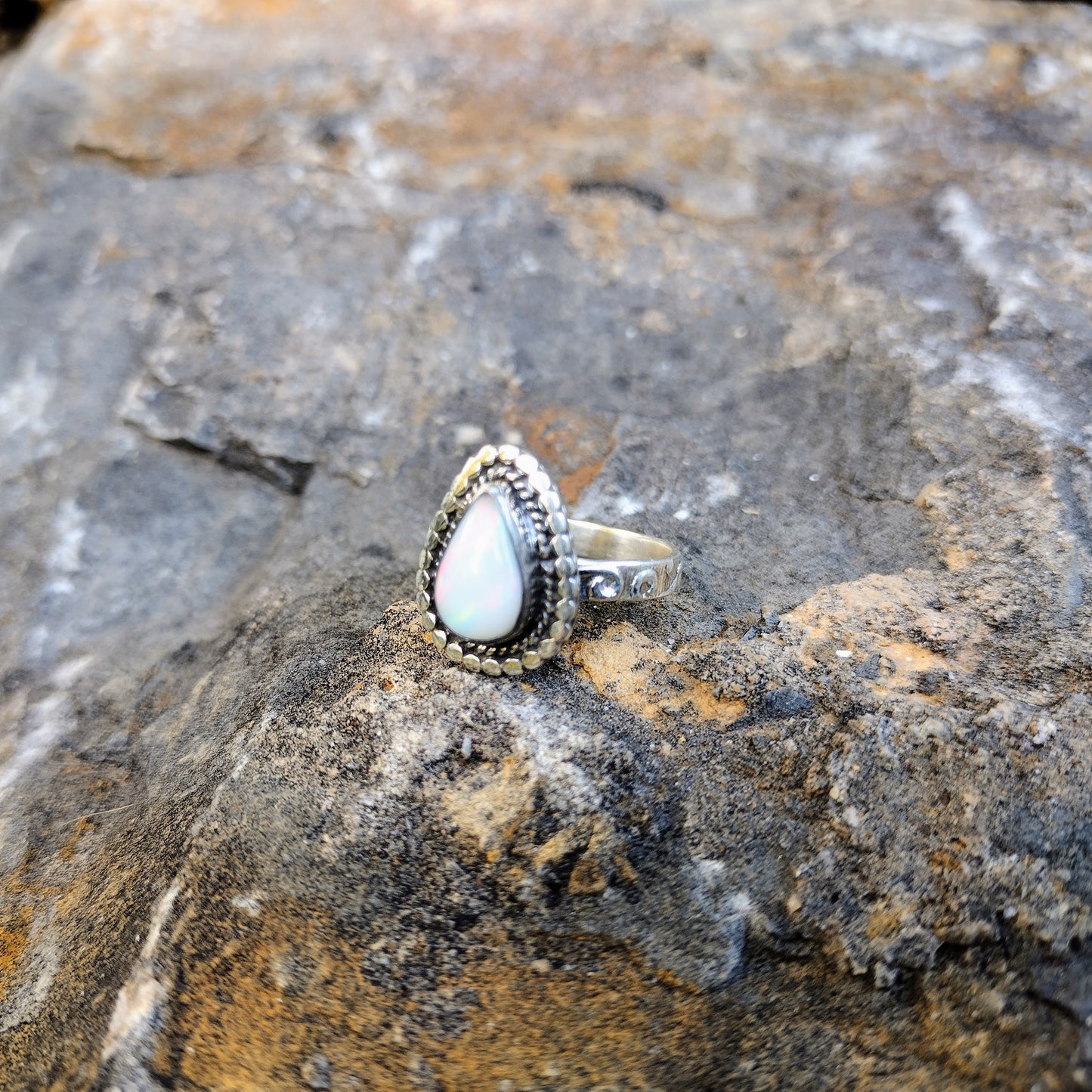 Ethiopian Fire Opal Ring | Size 7.5