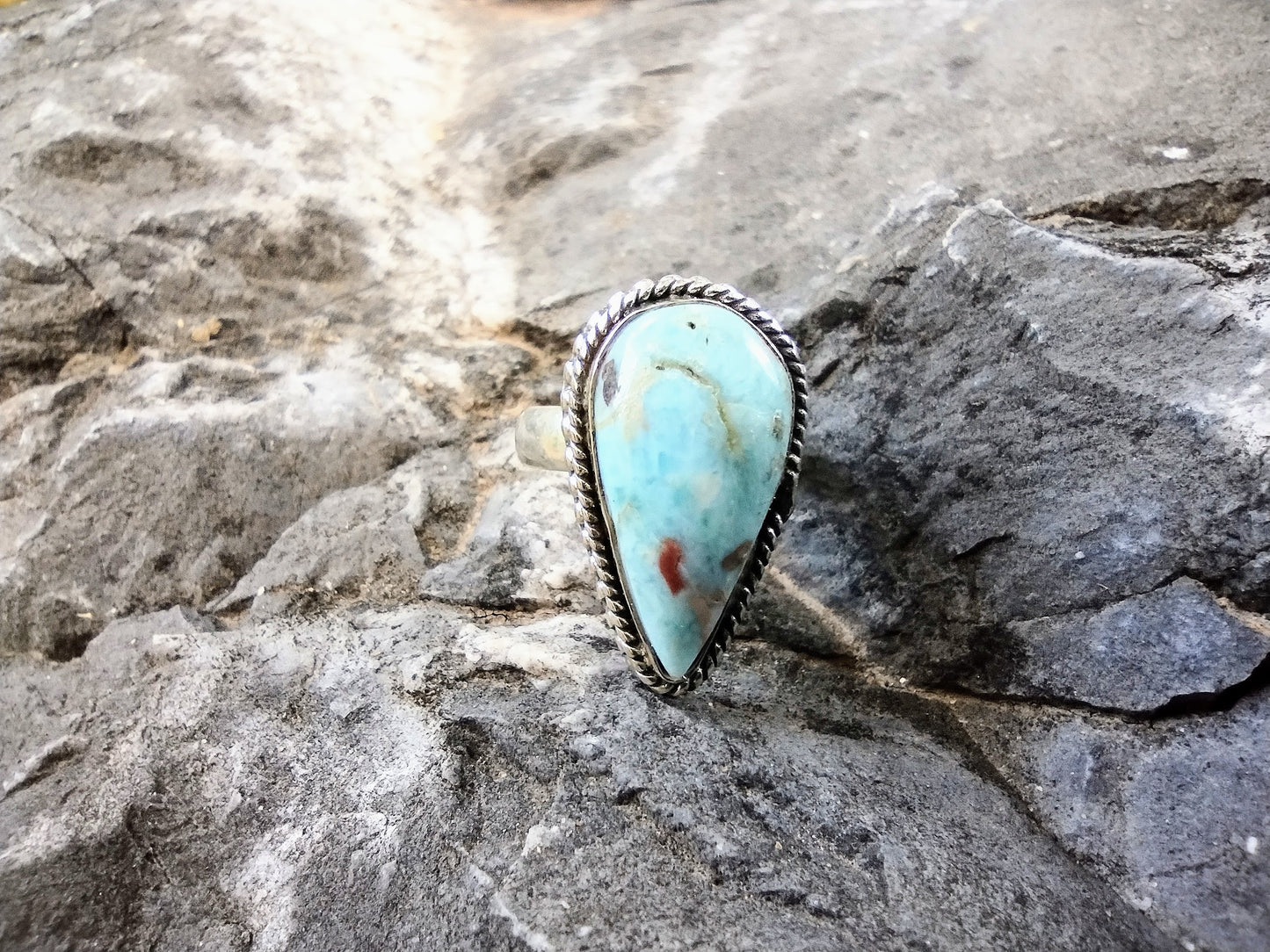 Sterling Silver Larimar Ring Size 6.5
