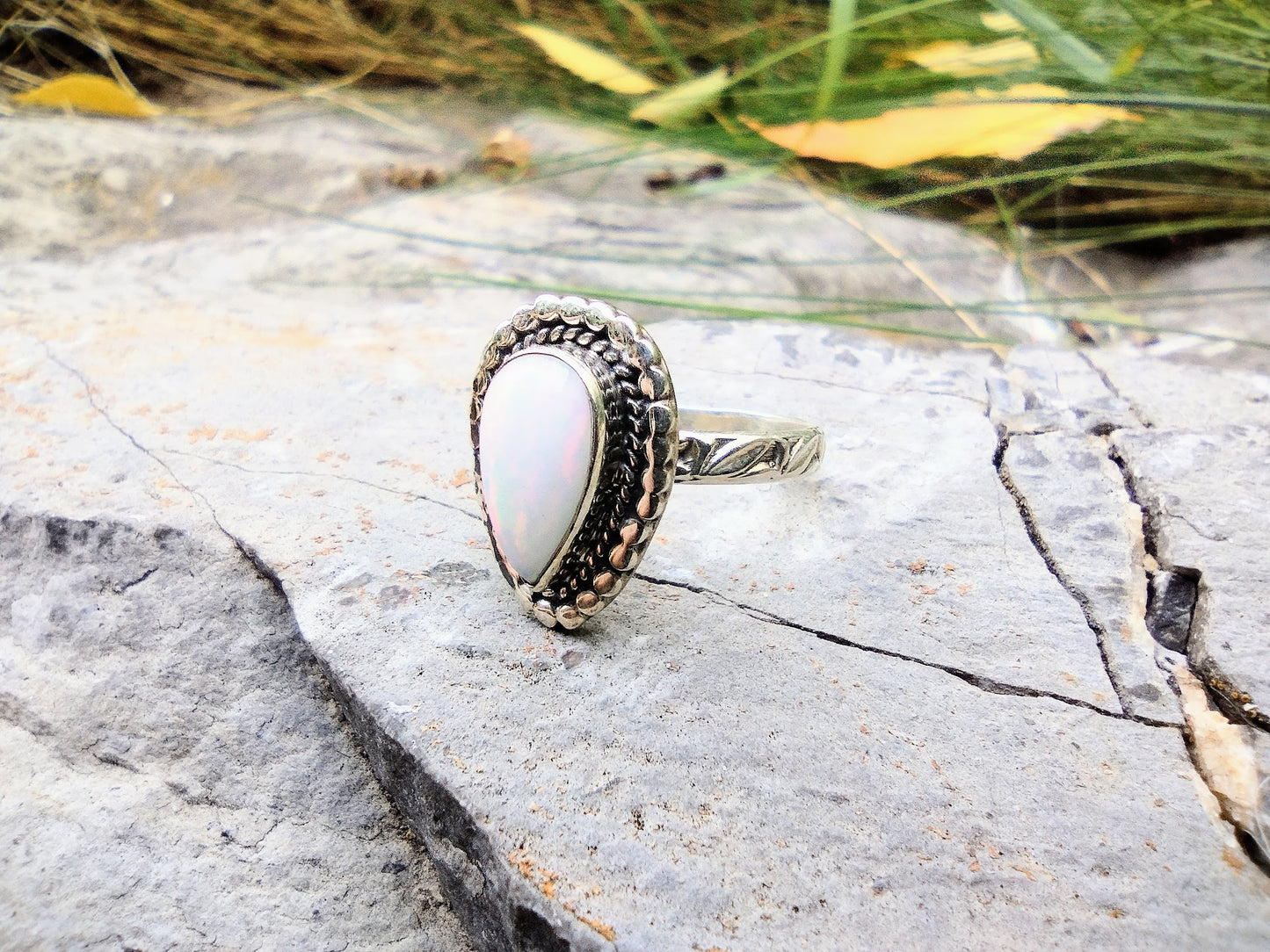 Ethiopian Fire Opal Ring | Size 7.5