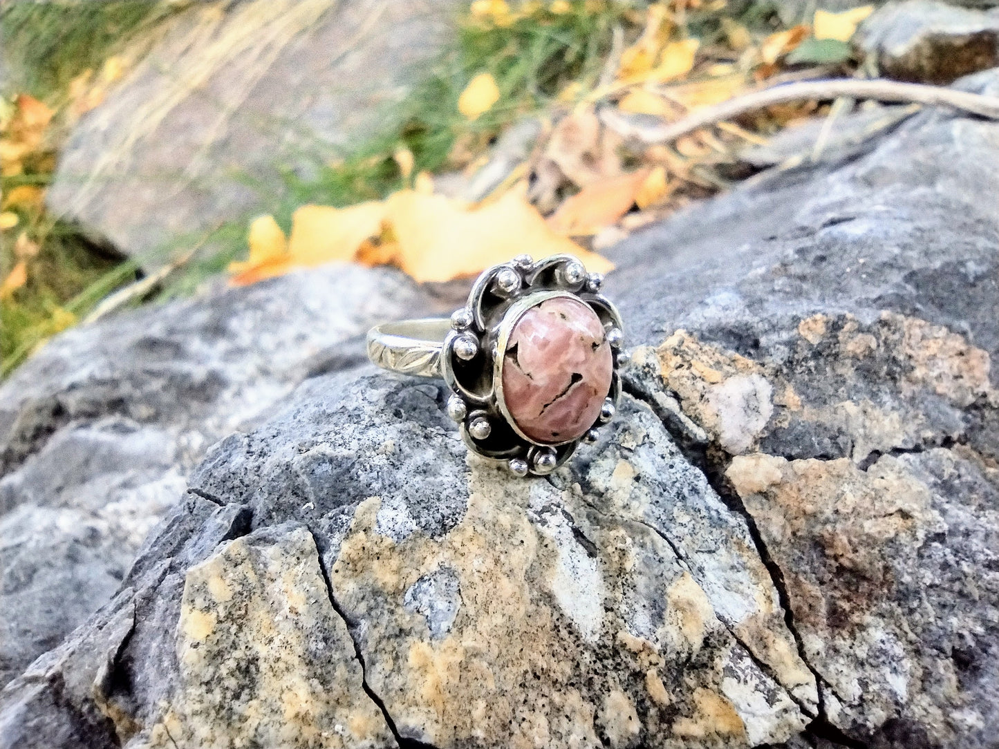 Sterling Silver Pink Opal Ring Size 7
