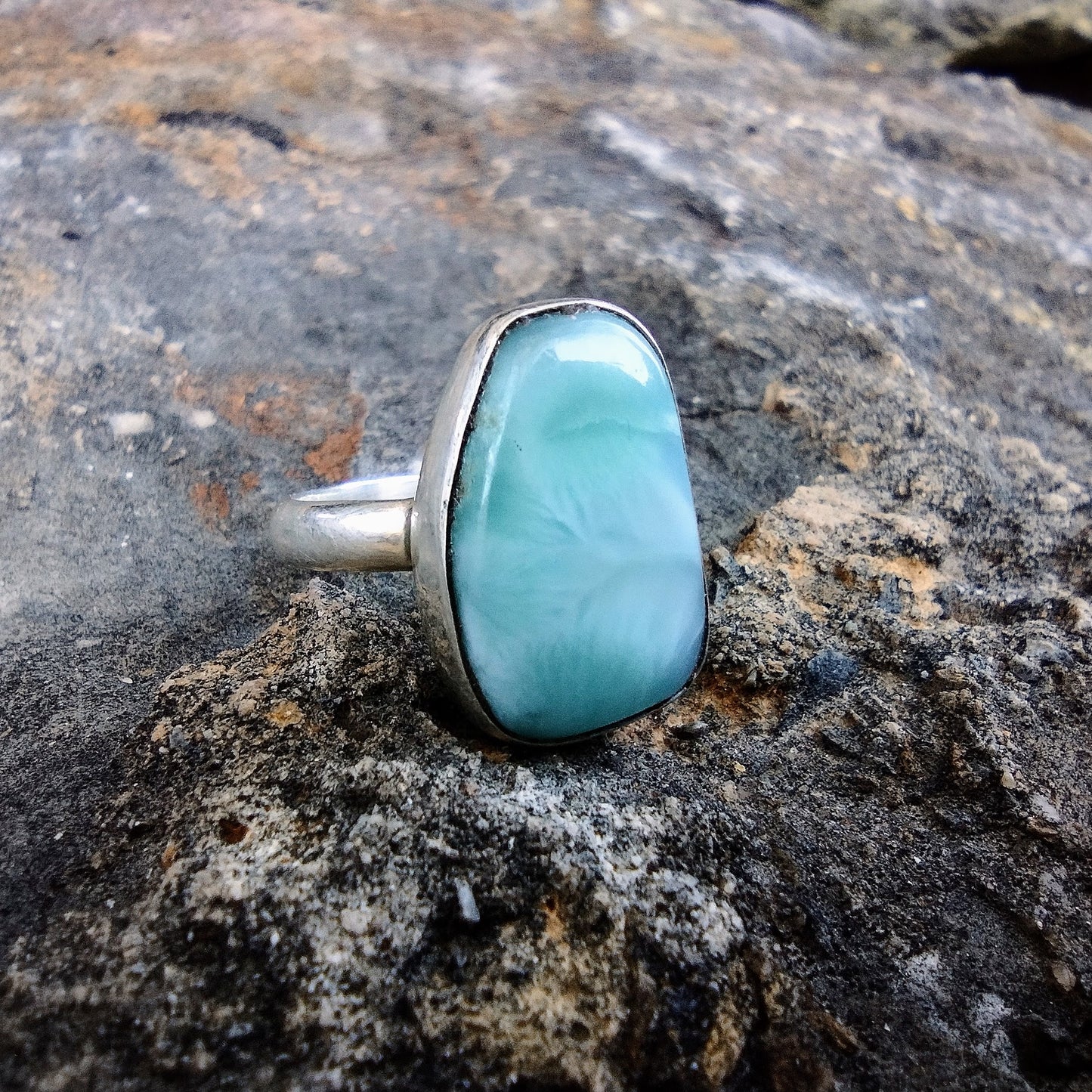 #K17 Natural Larimar Ring