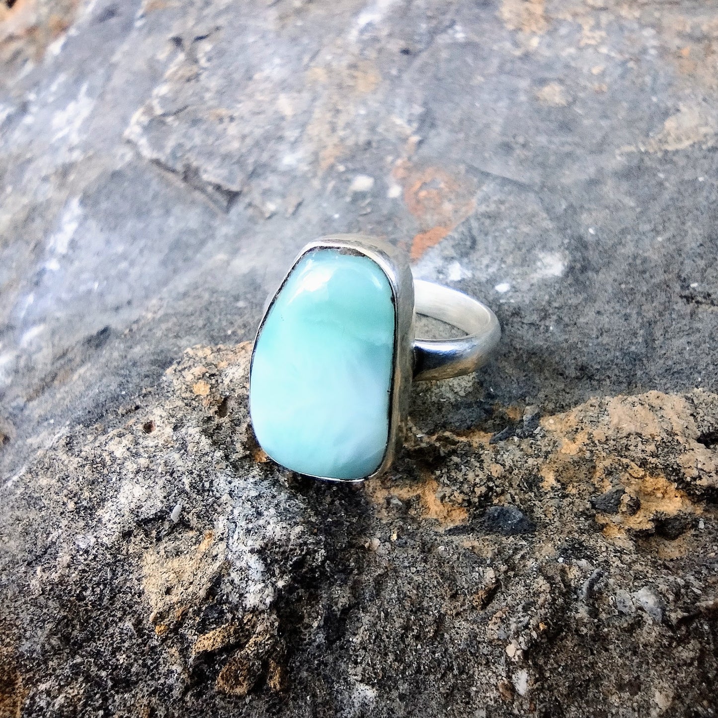 #K17 Natural Larimar Ring