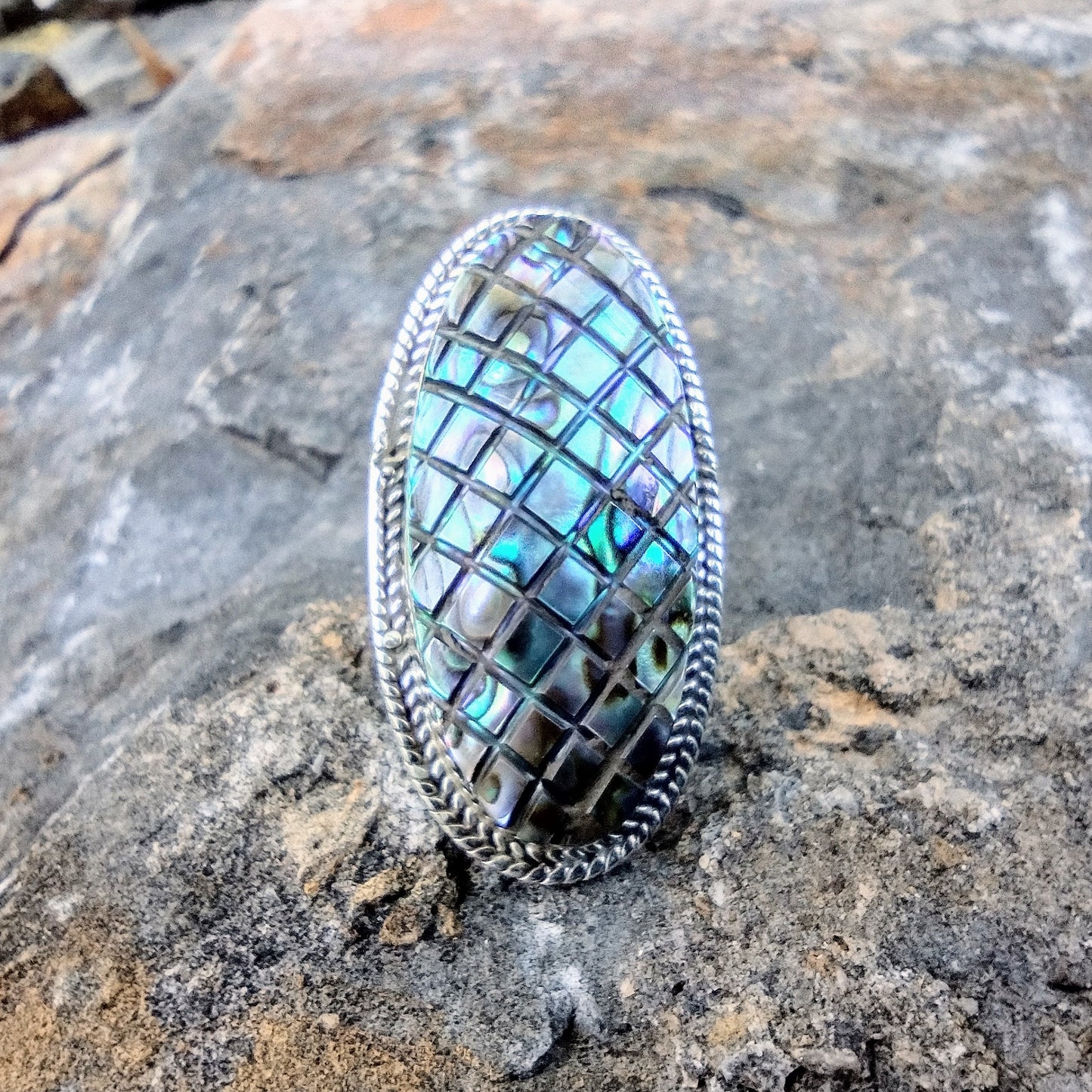 #K23 Natural Abalone Shell Ring