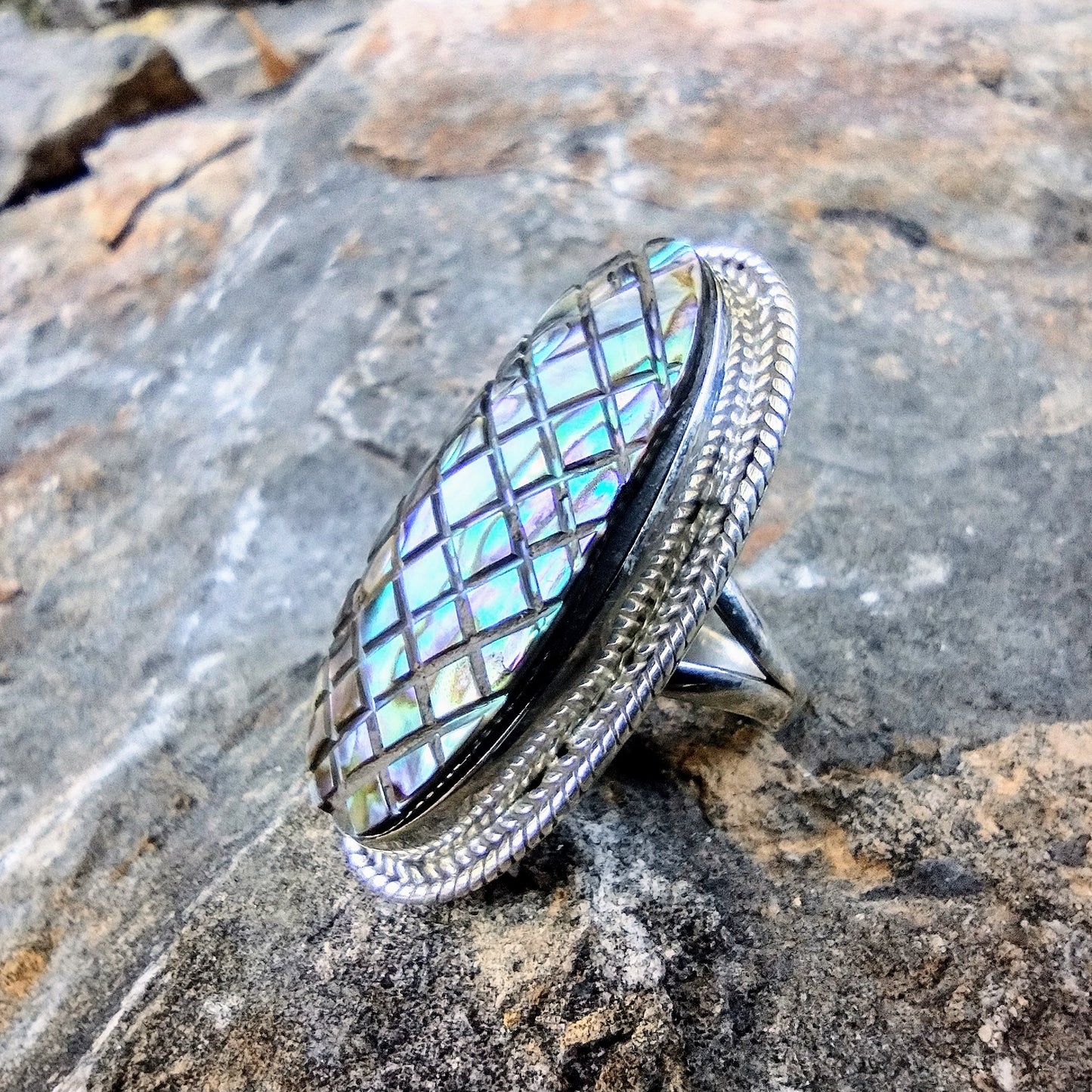 #K23 Natural Abalone Shell Ring
