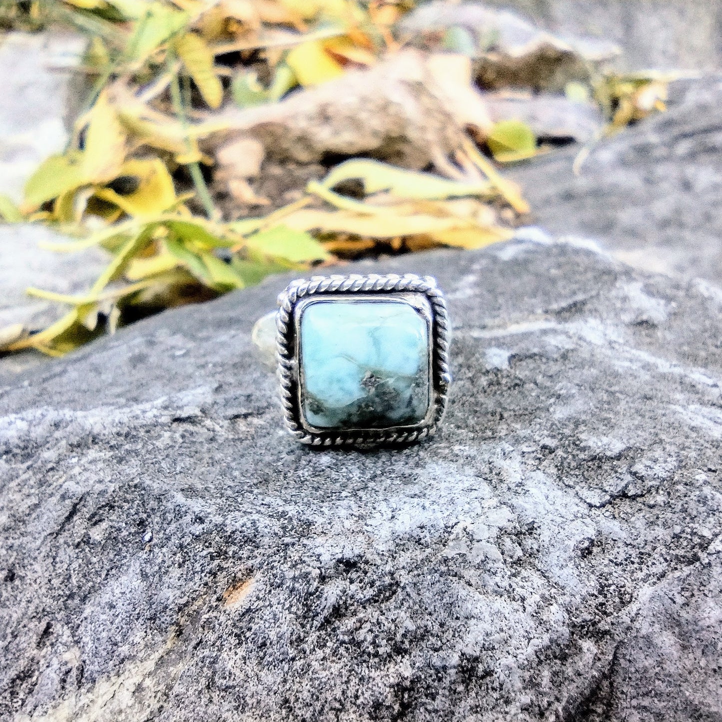Sterling Silver Natural Larimar Ring Size 6.5