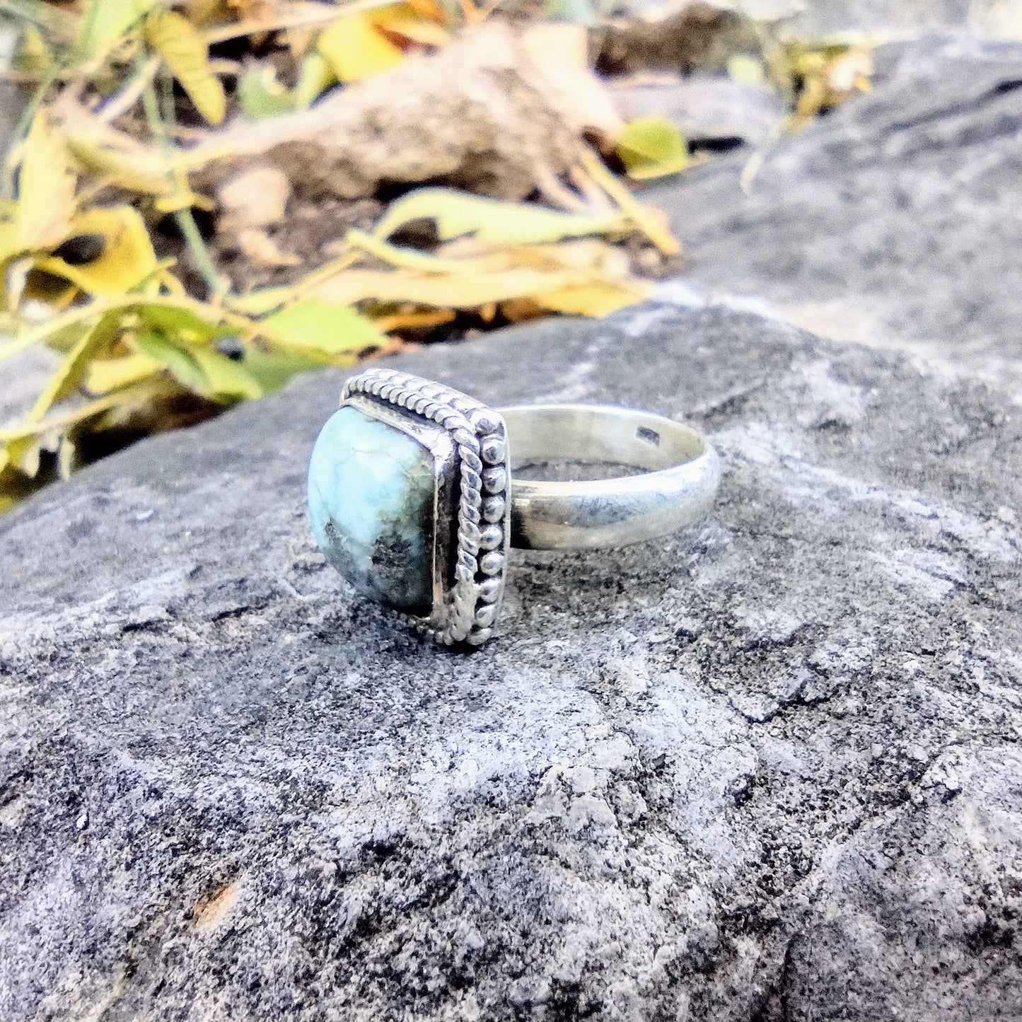 Sterling Silver Natural Larimar Ring Size 6.5