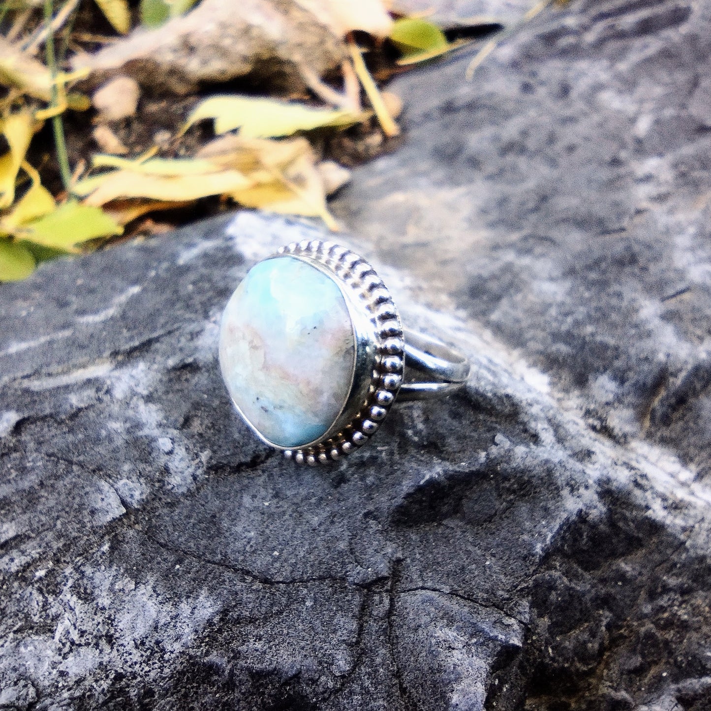 #K20 Natural Larimar Ring