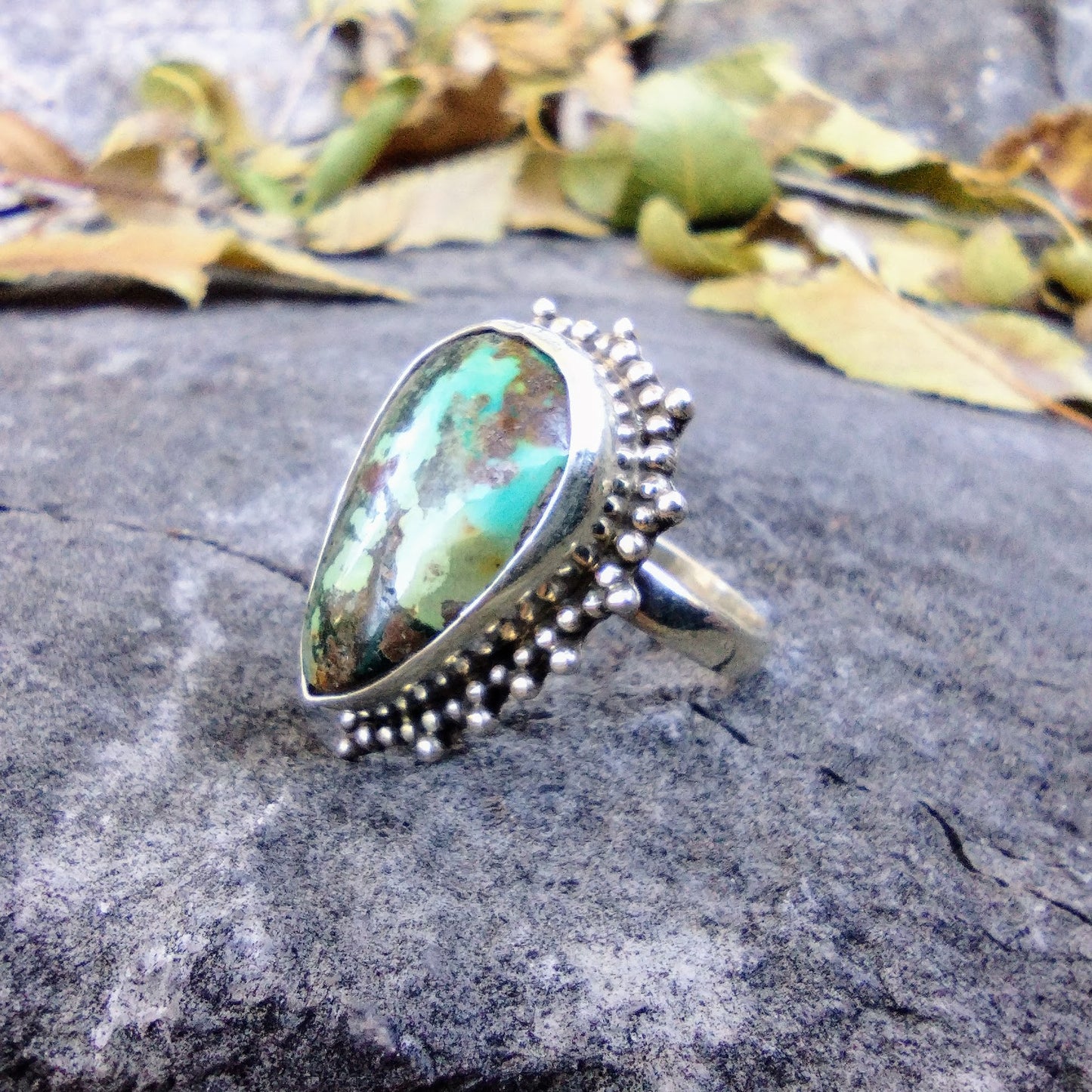 Sterling Silver Natural American Turquoise Ring Size 7.5