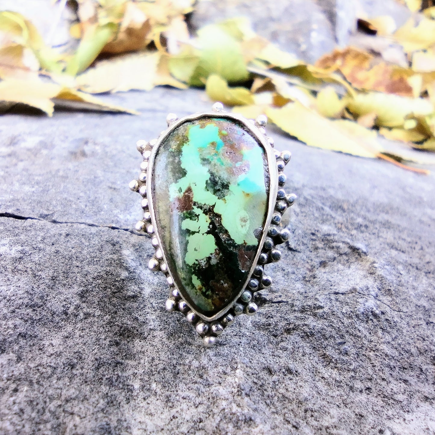Sterling Silver Natural American Turquoise Ring Size 7.5
