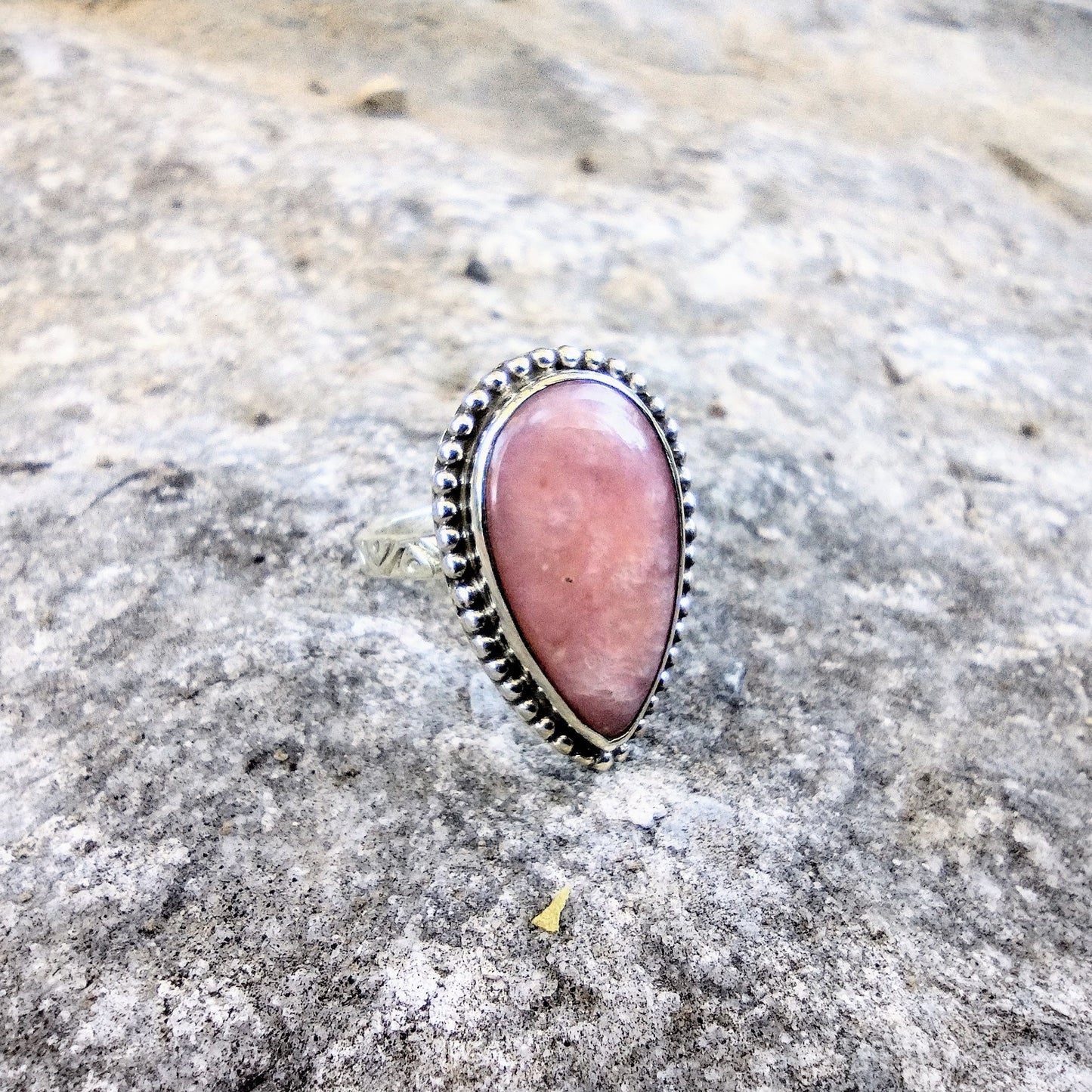 Sterling Silver Pink Opal Ring Size 7