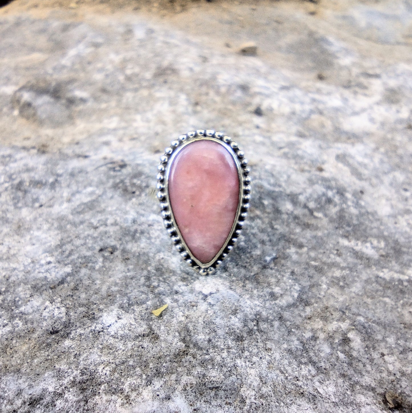 Sterling Silver Pink Opal Ring Size 7