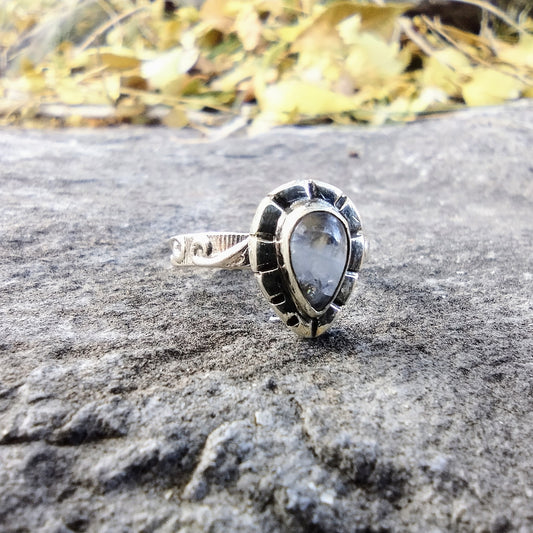 Sterling Silver Flash Rainbow Moonstone Ring Size 7.25