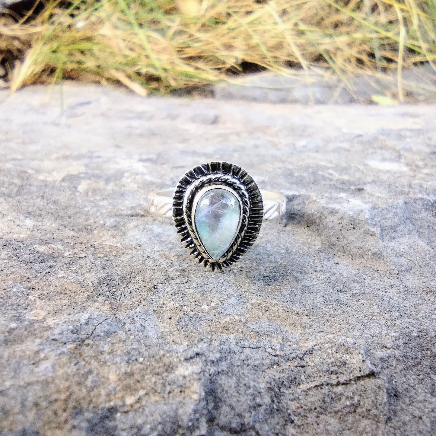 Flash Rainbow Moonstone Ring | Size 7.25