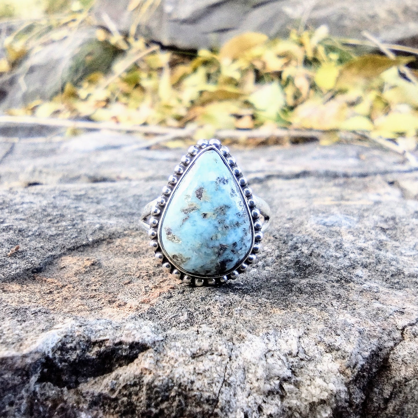 Sterling Silver Larimar Ring Size 8