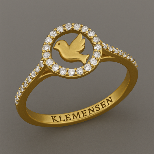 Peace Dove Diamond Halo Ring