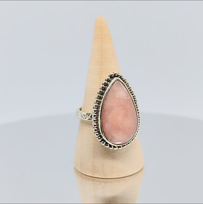 Sterling Silver Pink Opal Ring Size 7