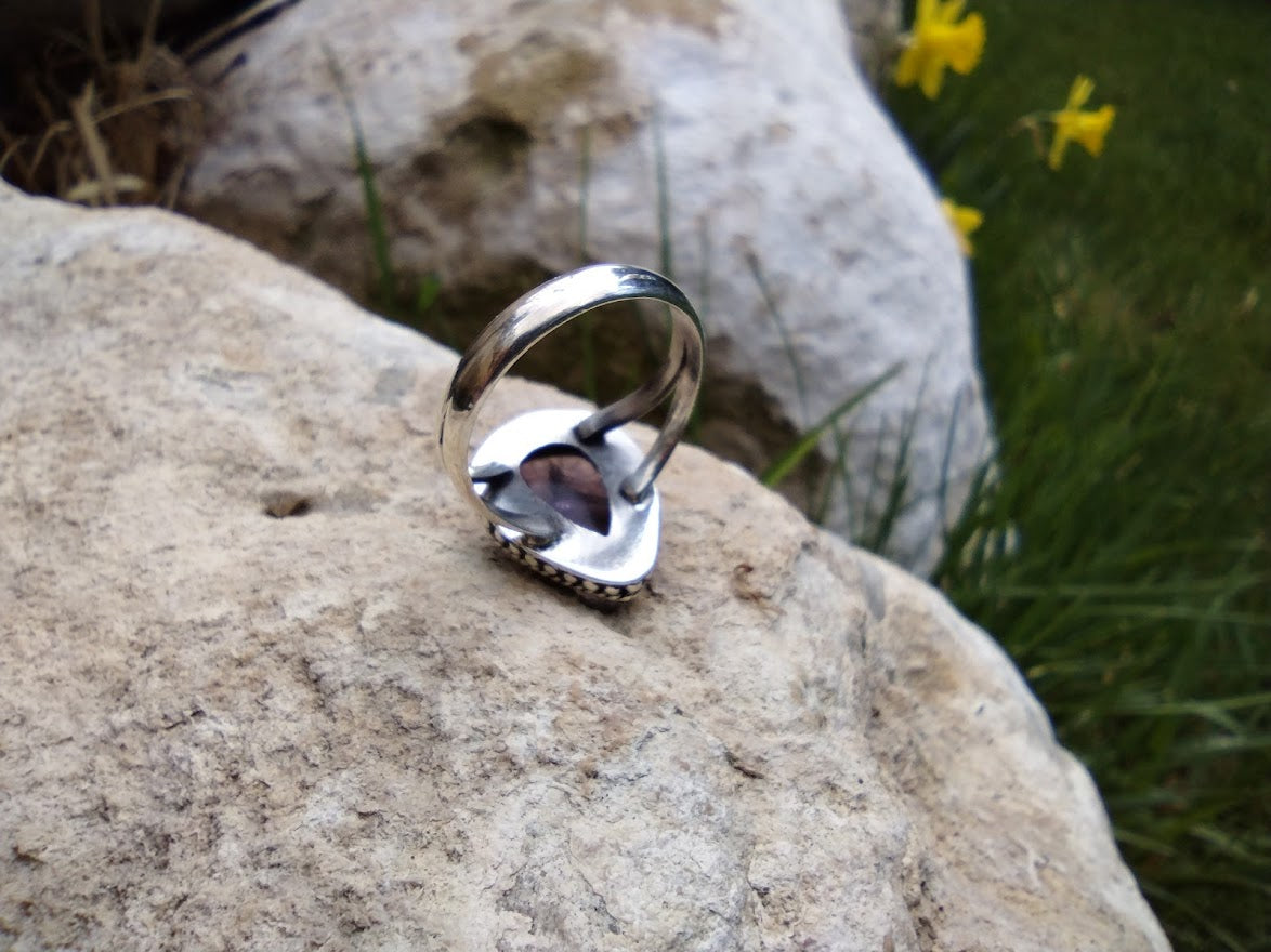 #111 Natural Carved Amethyst Ring