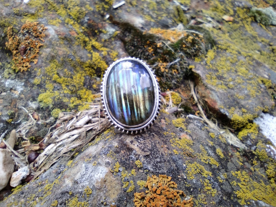Sterling Silver Rainbow Labradorite Ring Size 7