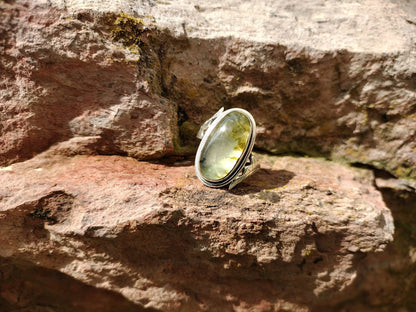 Sterling Silver Prehnite Ring Size 7