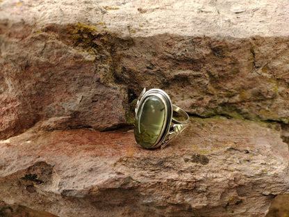 Sterling Silver Prehnite Ring Size 7