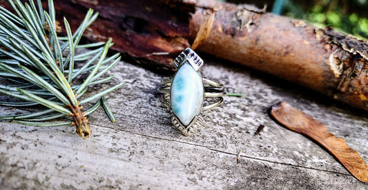 Sterling Silver Larimar Ring Size 7.5