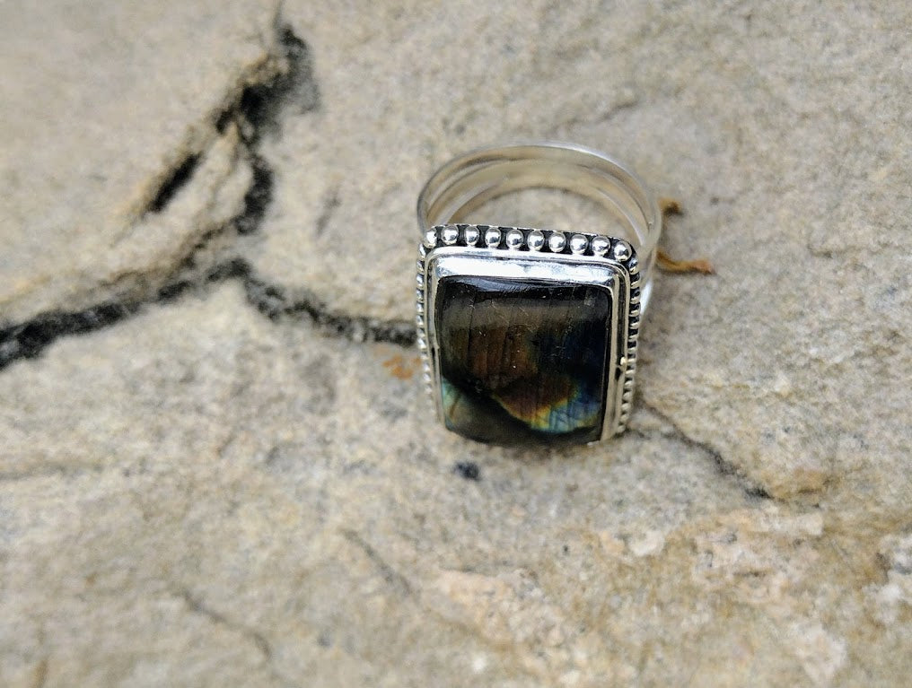 Sterling Silver Labradorite Ring Size 7.5