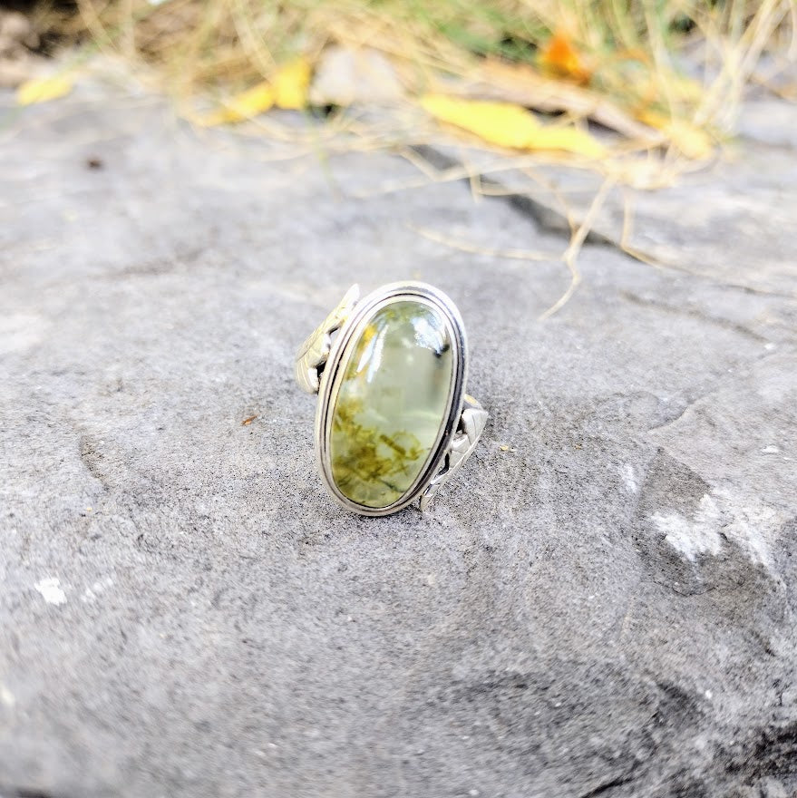 Sterling Silver Prehnite Ring Size 7