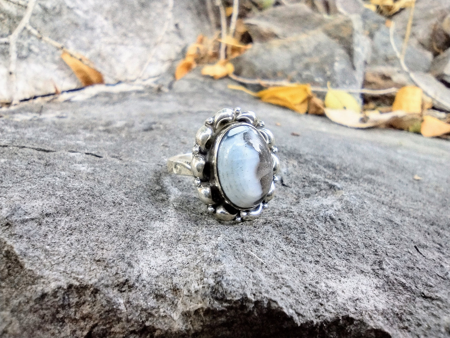 Sterling Silver Blue Opal Ring Size7