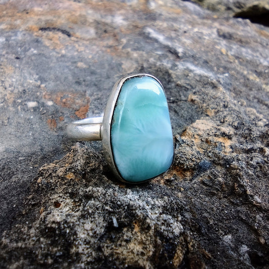 Sterling Silver Larimar Ring Size 6.5