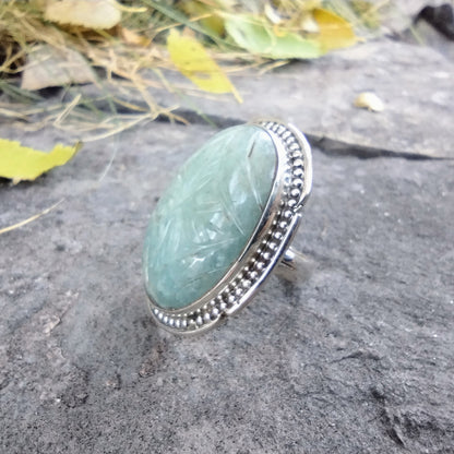 Sterling Silver Aquamarine Ring Size 7.5