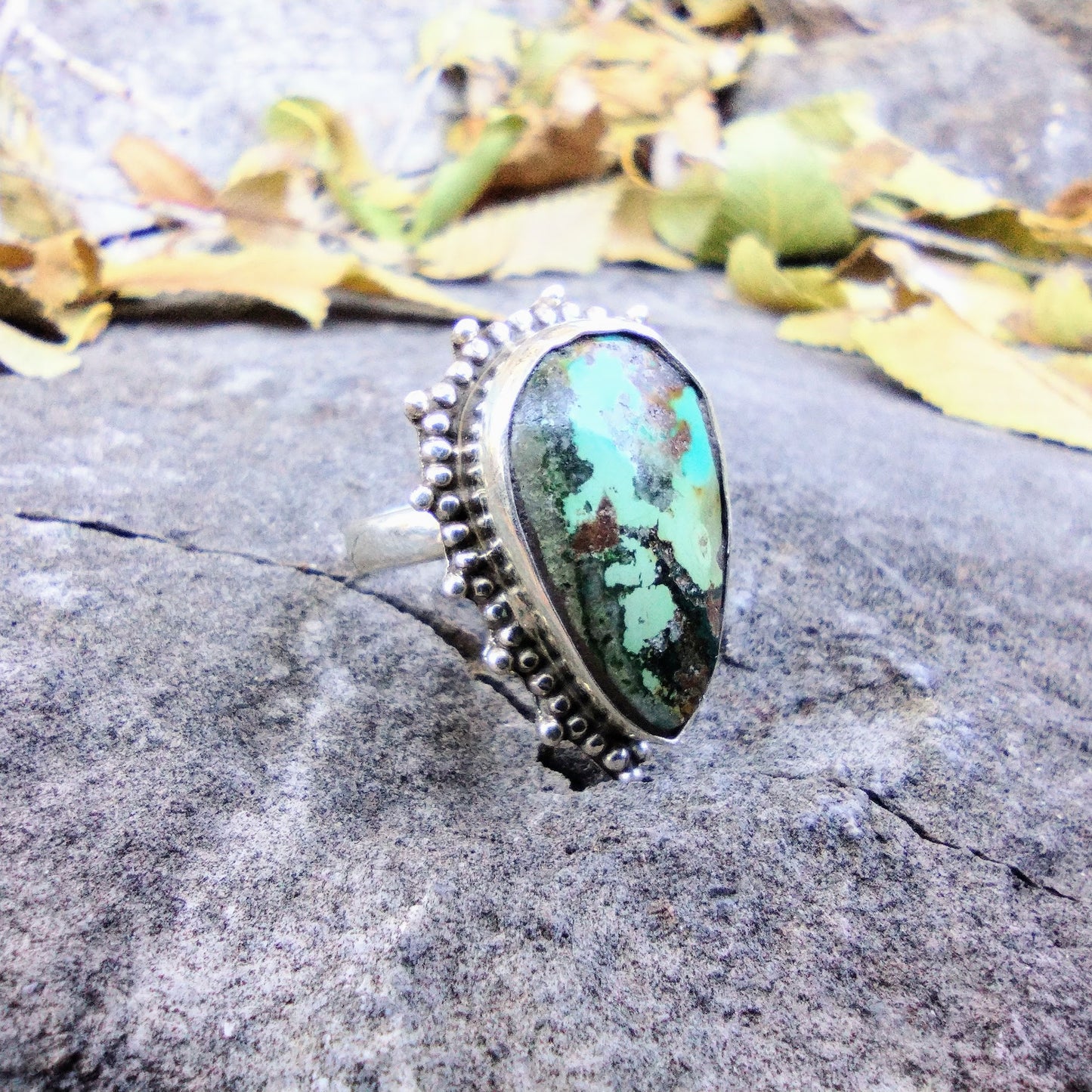 Sterling Silver Natural American Turquoise Ring Size 7.5