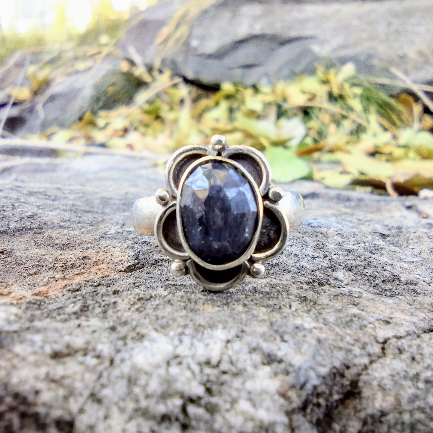 Sterling Silver Blue Sapphire Ring Size 7.5