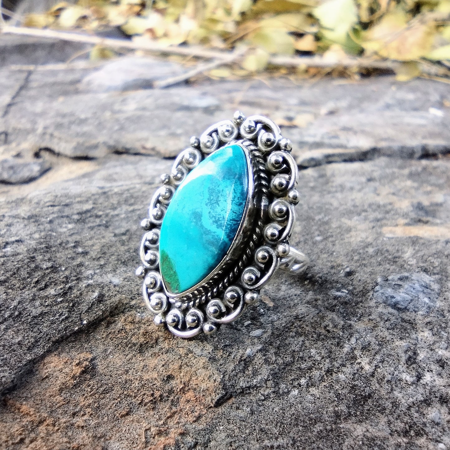 Sterling Silver American Turquoise Ring Size 7