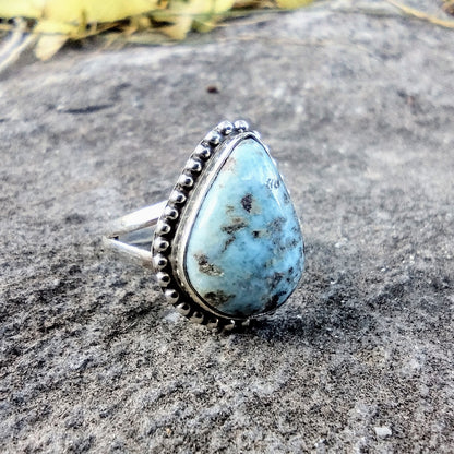 Sterling Silver Larimar Ring Size 8