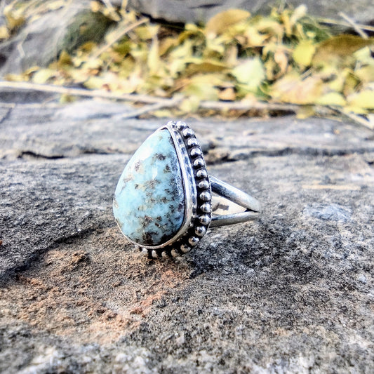 Sterling Silver Larimar Ring Size 8