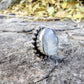 Sterling Silver Rough Cut Flash Rainbow Moonstone Ring Size 7